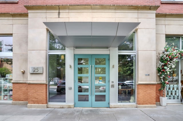 25 Mcwilliams Pl Unit 402, Jersey City, NJ 07302 - property entrance with brick siding and french doors