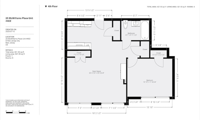 25 Mcwilliams Pl Unit 402, Jersey City, NJ 07302 - view of property floor plan