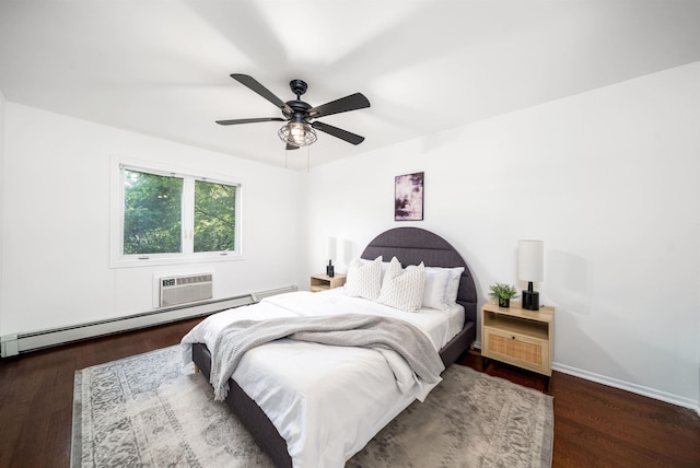 1604 74th St Unit D15, North Bergen, NJ 07047 - bedroom with a baseboard heating unit, wood finished floors, and ceiling fan