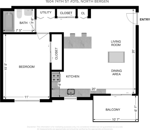 1604 74th St Unit D15, North Bergen, NJ 07047 - view of home floor plan