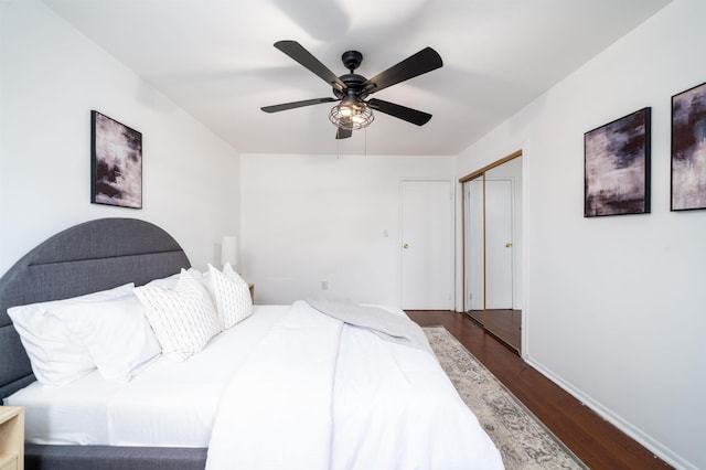 1604 74th St Unit D15, North Bergen, NJ 07047 - bedroom featuring wood finished floors, a closet, and a ceiling fan