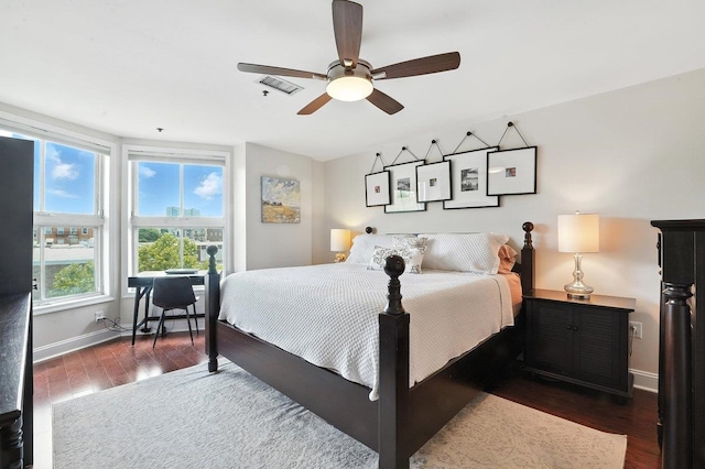 812 Grand St Unit 510, Hoboken, NJ 07030 - bedroom featuring dark wood finished floors and a ceiling fan