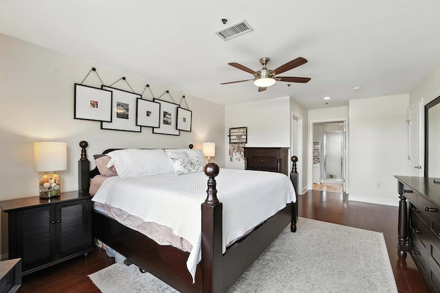 812 Grand St Unit 510, Hoboken, NJ 07030 - bedroom featuring dark wood-style flooring and a ceiling fan