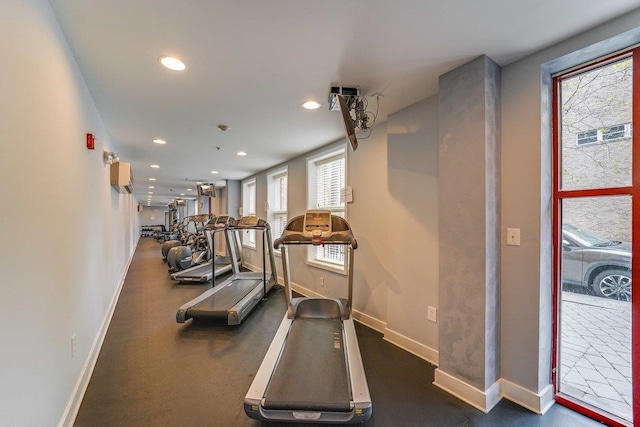 812 Grand St Unit 510, Hoboken, NJ 07030 - exercise room featuring recessed lighting and baseboards