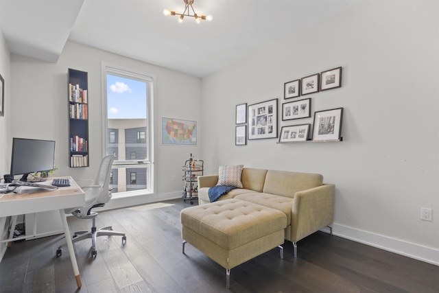 380 Newark Ave Unit 504, Jersey City, NJ 07302 - office with wood finished floors and a chandelier