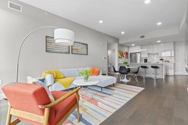 380 Newark Ave Unit 504, Jersey City, NJ 07302 - living room featuring wood finished floors and recessed lighting