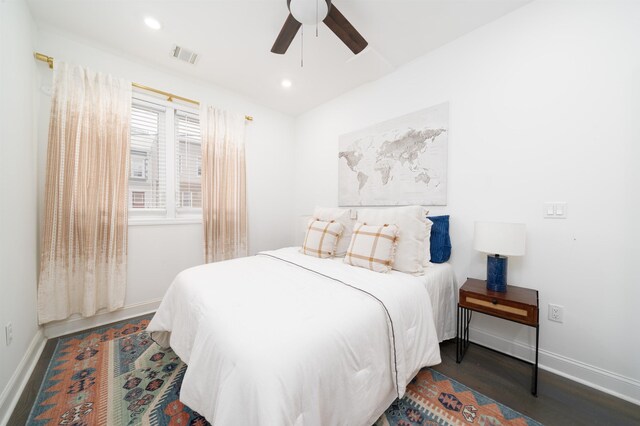 201 Zabriskie St Unit 1, Jersey City, NJ 07307 - bedroom featuring wood finished floors, recessed lighting, and a ceiling fan