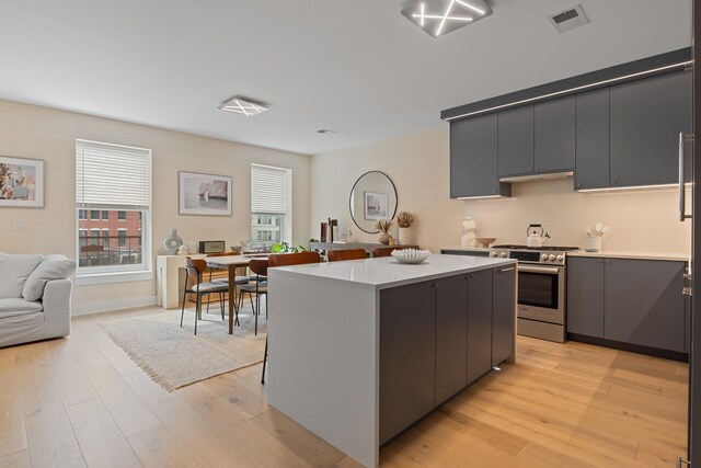 dining area with light hardwood / wood-style flooring