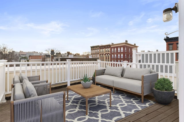 deck featuring an outdoor living space