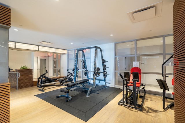 10 Provost St Unit 416, Jersey City, NJ 07302 - workout area with wood finished floors and recessed lighting