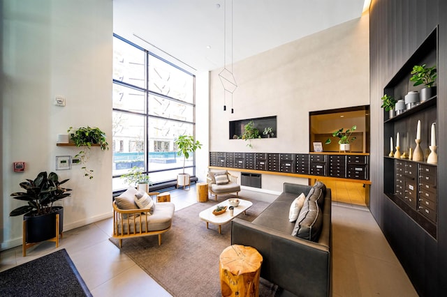 10 Provost St Unit 416, Jersey City, NJ 07302 - common area with a towering ceiling and a wall of windows