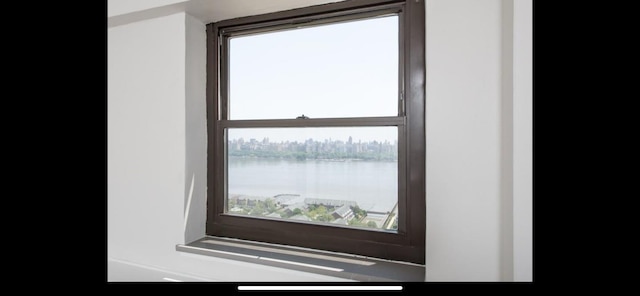 room details featuring a water view