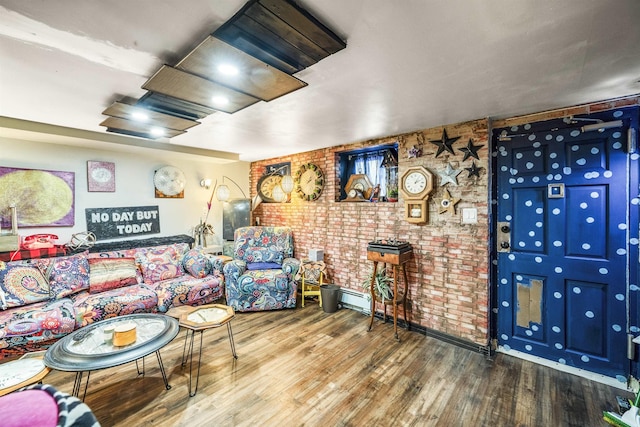 209 48th St Unit A, Union City, NJ 07087 - living area with brick wall and wood finished floors