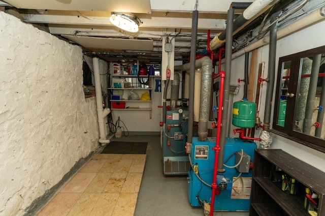 704 90th St, North Bergen, NJ 07047 - utility room with a heating unit