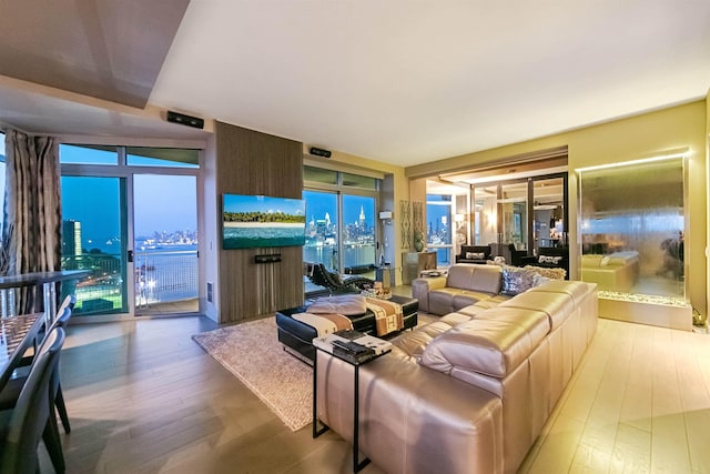 225 River St Unit 1901, Hoboken, NJ 07030 - living room with hardwood / wood-style floors