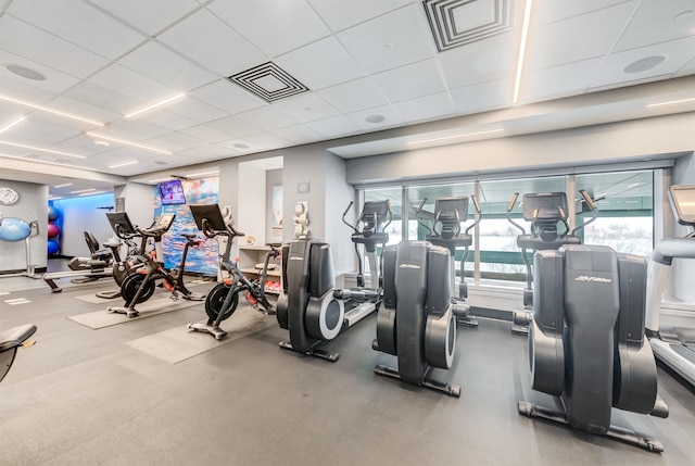 225 River St Unit 1901, Hoboken, NJ 07030 - gym featuring a drop ceiling