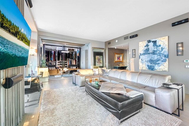 225 River St Unit 1901, Hoboken, NJ 07030 - living room featuring hardwood / wood-style flooring