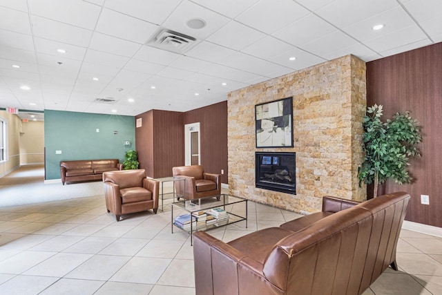 10 Regent St Unit 807, Jersey City, NJ 07302 - common area featuring wood walls, a paneled ceiling, and recessed lighting