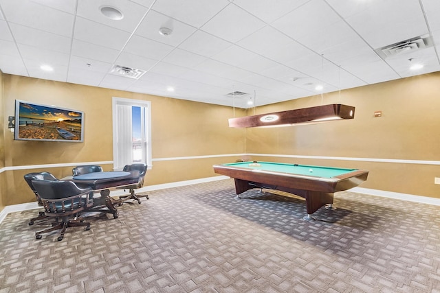 10 Regent St Unit 807, Jersey City, NJ 07302 - game room with a paneled ceiling and billiards