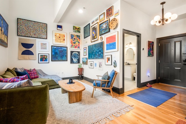9 Coles St Unit 7, Jersey City, NJ 07302 - foyer with wood finished floors and a chandelier