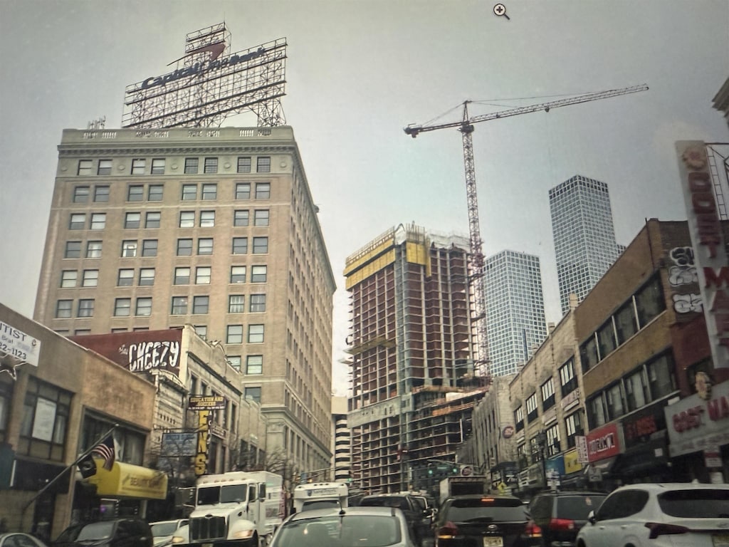 view of building exterior with a view of city