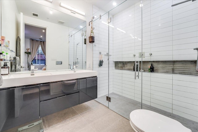 277 2nd St Unit 1, Jersey City, NJ 07302 - full bathroom with toilet, double vanity, and a shower stall