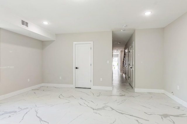 97 Irving St Unit 1, Jersey City, NJ 07307 - unfurnished room featuring baseboards, recessed lighting, and light marble finish floors