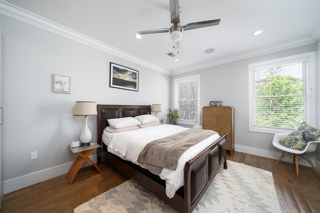 61 Skillman Ave Unit 3A, Jersey City, NJ 07306 - bedroom with crown molding, wood finished floors, recessed lighting, and a ceiling fan