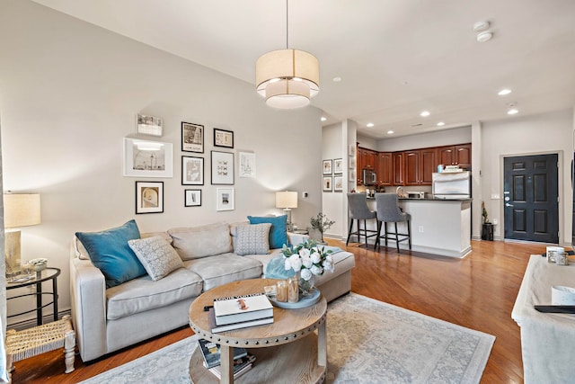 living room featuring light hardwood / wood-style flooring