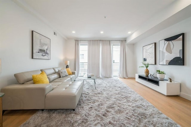 160 Brunswick St Unit 302, Jersey City, NJ 07302 - living area featuring wood finished floors, recessed lighting, and baseboards