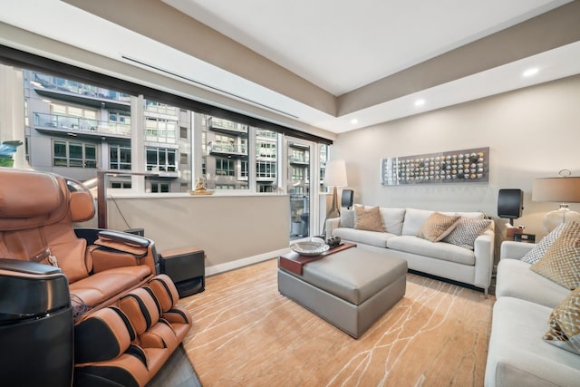 living room with light wood-type flooring