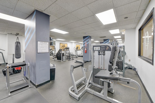1011 Harmon Cv Unit 1011, Secaucus, NJ 07094 - workout area featuring a drop ceiling and baseboards