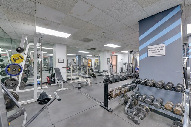 1011 Harmon Cv Unit 1011, Secaucus, NJ 07094 - workout area featuring a paneled ceiling