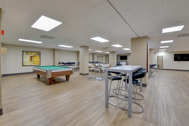 1011 Harmon Cv Unit 1011, Secaucus, NJ 07094 - game room with light wood-style floors, baseboards, pool table, and a drop ceiling