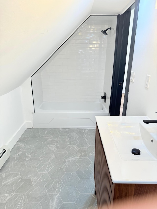 530 45th St, Union City, NJ 07087 - full bathroom with washtub / shower combination, vanity, and a baseboard radiator