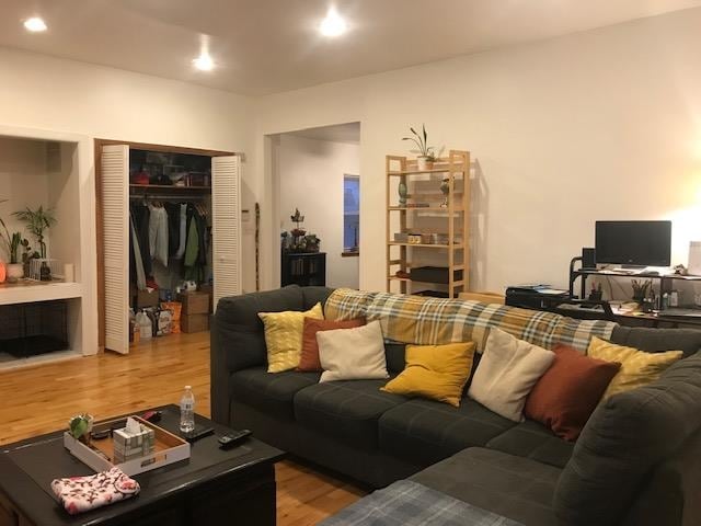 living room with light wood-type flooring