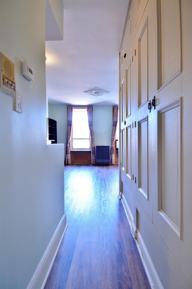 hall featuring dark hardwood / wood-style floors