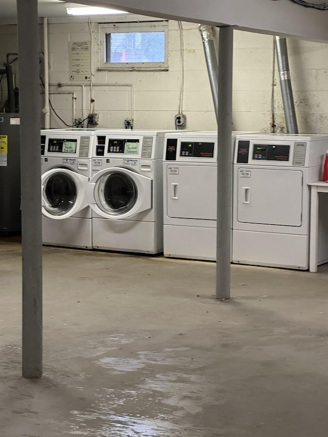 186 Highlands Ave Unit 5A, Clifton, NJ 07011 - community laundry room featuring washer and clothes dryer and concrete block wall