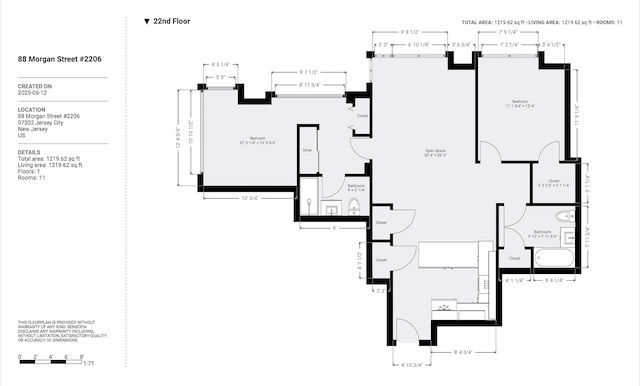 88 Morgan St Unit 2206, Jersey City, NJ 07302 - view of home floor plan
