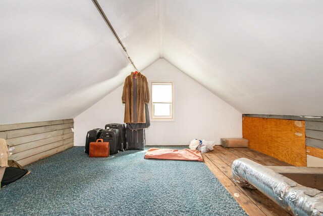 532 Passaic Ave, Nutley, NJ 07110 - bonus room with lofted ceiling, wooden walls, and carpet floors