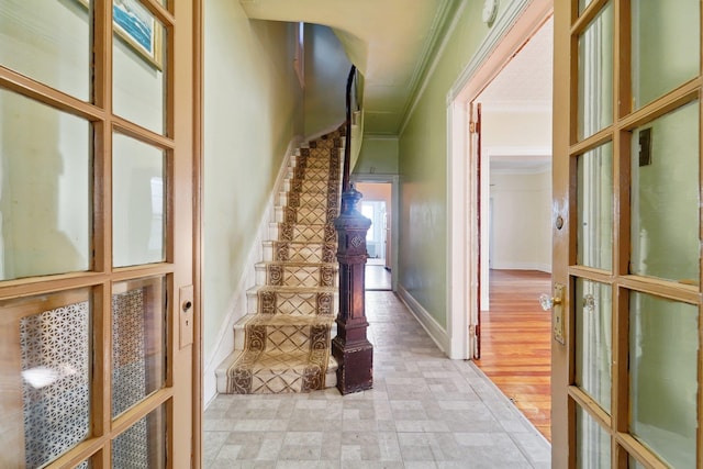 staircase with ornamental molding