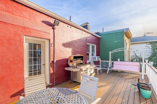 895 Summit Ave, Jersey City, NJ 07307 - wooden deck with outdoor dining area and a grill