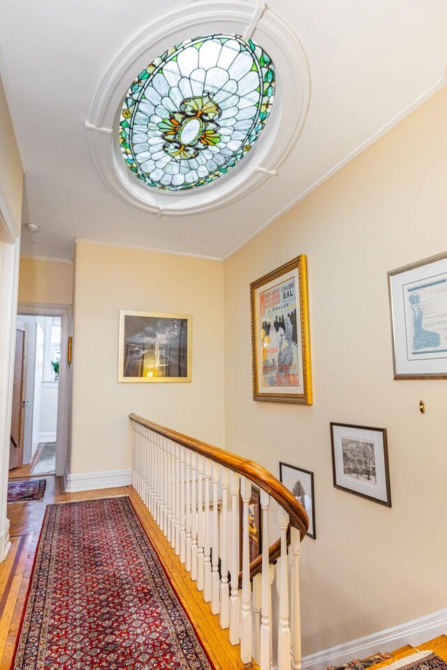 895 Summit Ave, Jersey City, NJ 07307 - hallway featuring hardwood / wood-style flooring, baseboards, and ornamental molding
