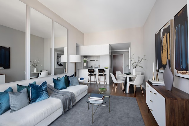 99 Hudson St Unit 4505, Jersey City, NJ 07302 - living room featuring dark wood-type flooring