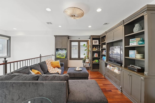 245 Ogden Ave Unit 2, Jersey City, NJ 07307 - living room featuring dark wood finished floors and recessed lighting
