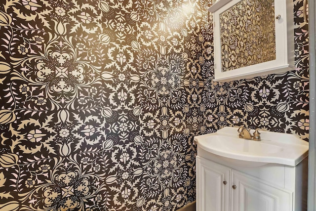 245 Ogden Ave Unit 2, Jersey City, NJ 07307 - bathroom featuring wallpapered walls and vanity