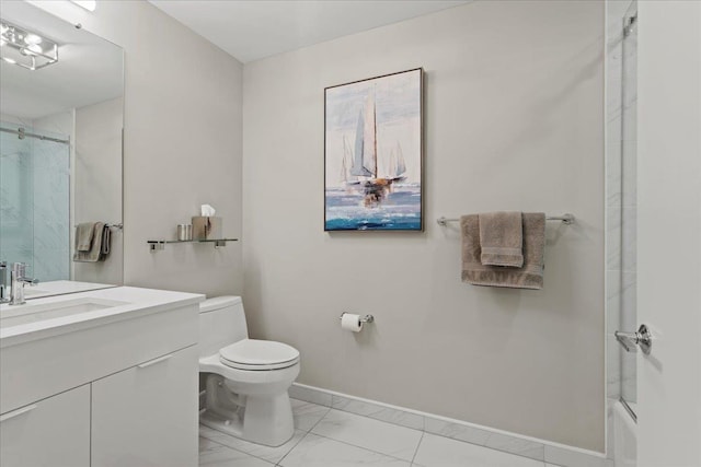 9 Avenue At Port Imperial Unit 313, West New York, NJ 07093 - full bath with marble finish floors, vanity, toilet, baseboards, and shower / bath combination