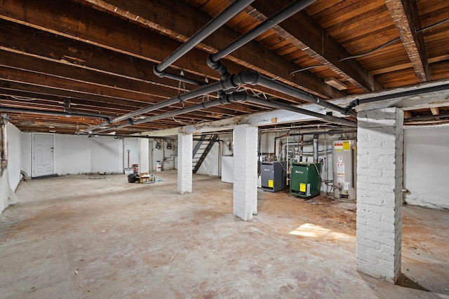 basement with gas water heater