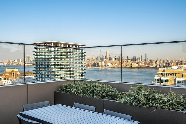 balcony with a water view