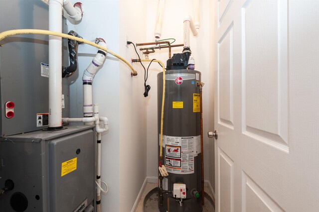 utilities featuring heating unit and gas water heater